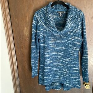 Style & Co Blue and White Cowl Neck Sweater